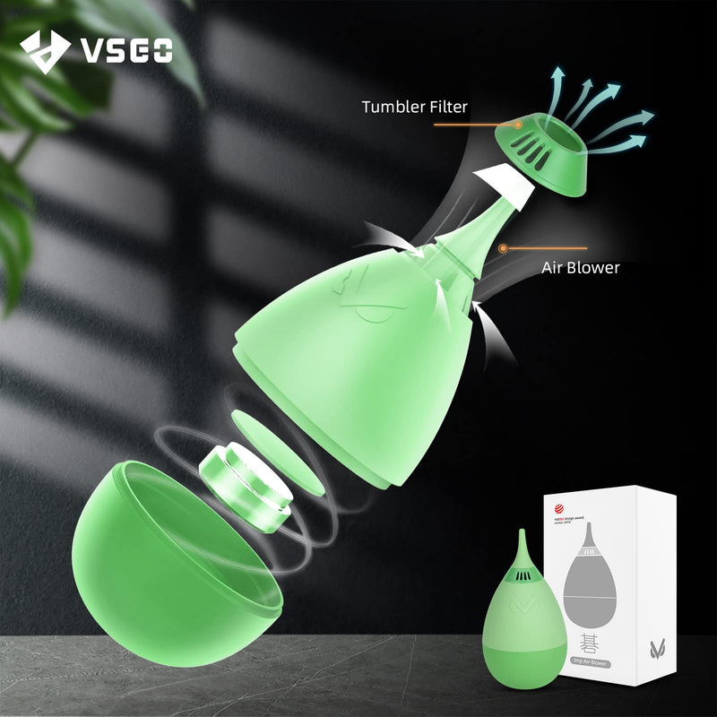 VSGO V-B014E Filter Air Blaster with Filter Tumbler Design Lens Cleaning Blower Compressed Air for Nikon Sony Canon Digital Camera Lens & Sensor Cleaning (Apple Green) Apple Green
