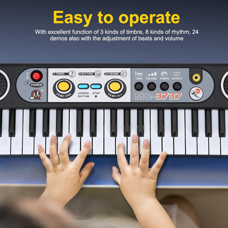 Qiilu 37-Key Electric Keyboard, Electric Digital Piano Keyboard Musical Instruments Kids Toy with Microphone