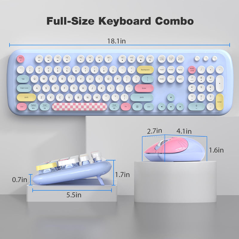 [AUSTRALIA] - Wireless Keyboard and Mouse Combo, 2.4G Retro Typewriter Wireless Keyboard with Number Pad and Cute Ambidextrous Wireless Mouse for Computer Laptop 