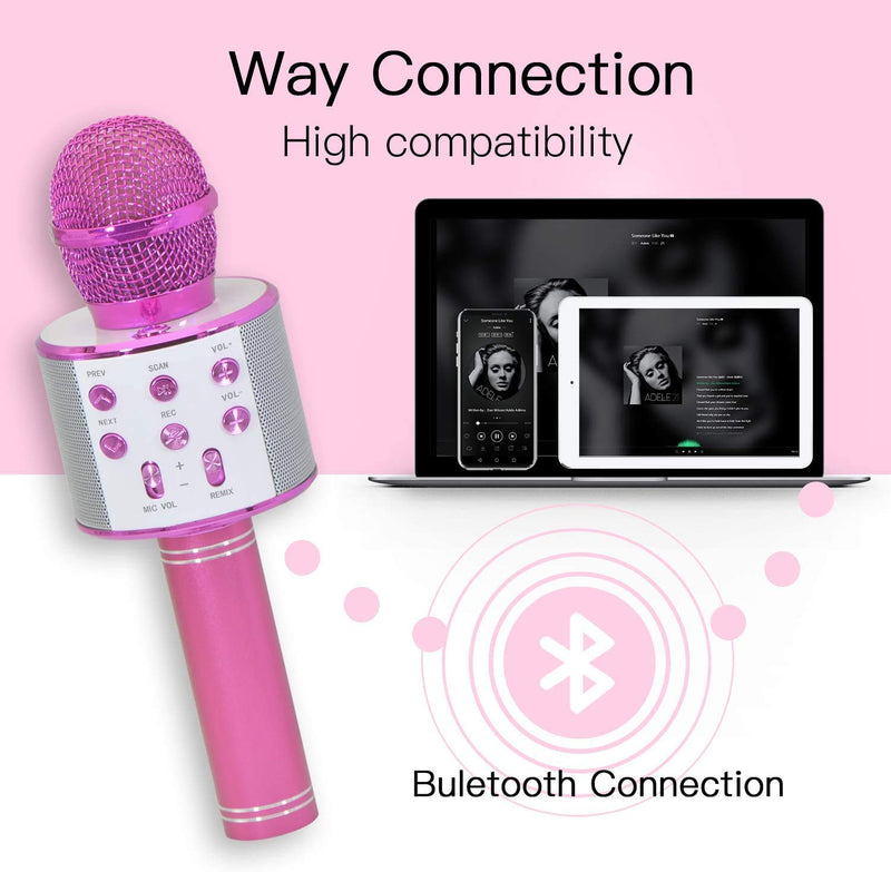 [AUSTRALIA] - Toys for 4-12 Year Old Girls, Wireless Portable Handheld Bluetooth Karaoke Microphone for Kids Birthday Present Gifts for 4-12 Year Old Girls Stocking Fillers Stocking Stuffers GT01 (Purple) pink 