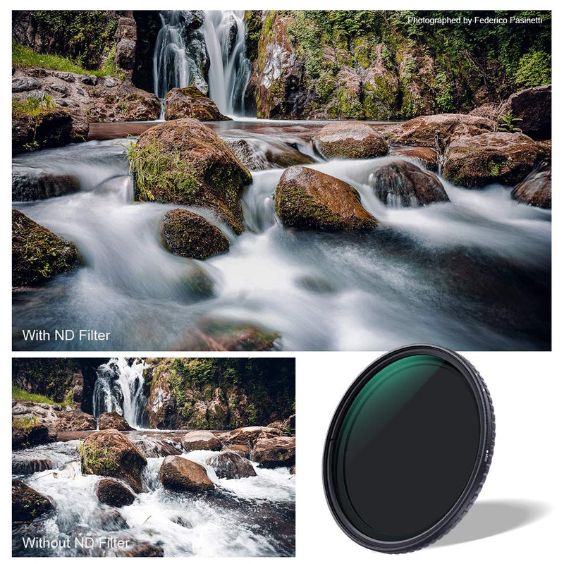 K&F Concept 62mm Fader ND Filter Without Cross, Neutral Density Variable Filter ND2 to ND32 for Camera Lens NO X Spot,Nanotec,Ultra-Slim,Weather-Sealed