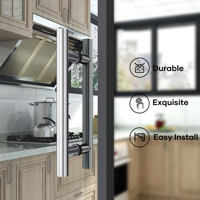 [AUSTRALIA] - EaseLife 12" Stainless Steel Double Sided Push Pull Door Handle,H Shape Sliding Door Handle,Brushed,Fit for Glass Door Wooden Door 1 12inch 