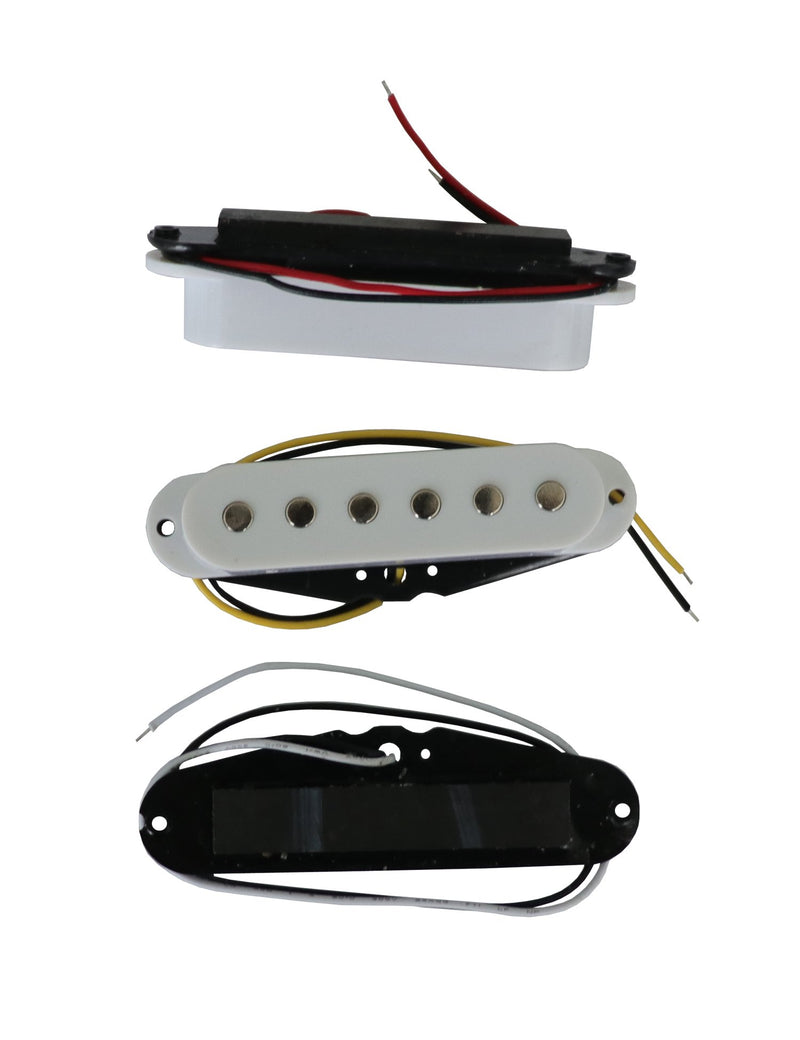 Electric Guitar Pickup Ceremic Magnet Neck Middle Bridge Single Coil Pickups Compatible with Strat Style SSS Electric Guitar Parts Replacement Set of 3Pcs White.