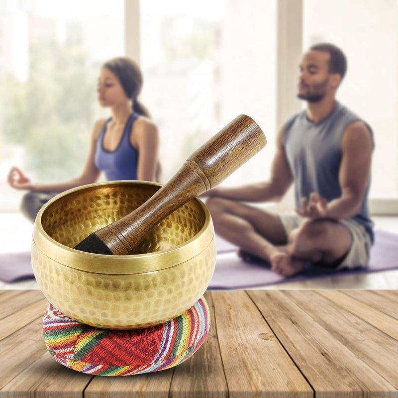 Karma Crafter Authentic Tibetan Singing Bowl From 7 Planets, Lingam Design | 4 x 4.4 x 2.2inches Meditation Sound Bowl, 6 inch Mallet & Cushion for Yoga, Deep Relaxation & Supporting Holistic Healing With Storage Box