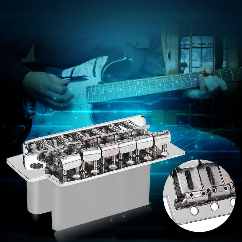 Dilwe Guitar Tremolo Bridge, Zinc Alloy 6 Strings Electric Guitar Tremolo Bridge Single Locking System with Bar for Fender Guitars