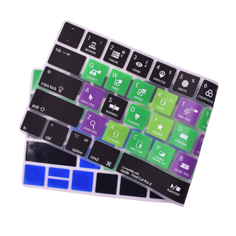 for Apple Final Cut Pro X Shortcuts Hotkey Function Tips Silicone Keyboard Cover Skin for MacBook Pro Touch Bar 13 15 Inch (A1989/A1706,A1990/A1707) 2016 20170 2018 2019 Year Macbook Pro [2015 2016 2018 2019 ]