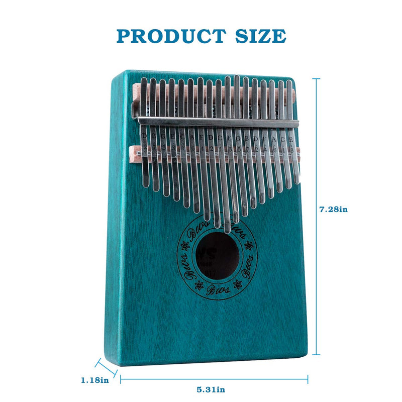 Kalimba thumb piano 17 key pocket piano Portable Mbira Sanza African finger piano with Hammer for beginners kids Adult Gift christmas present (Green) Green