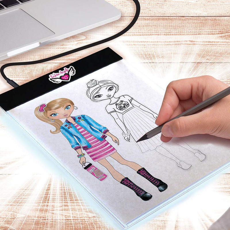 Fashion Angels Fashion Design Light Pad Sketch Set 12521 Light Up Tracing Pad, Includes USB, Ultra Thin Tablet,multi