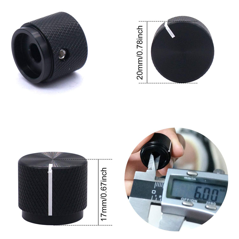 Taiss / 2pcs Black Aluminum Rotary Electronic Control Potentiometer Knob for 6 mm Diameter Shaft , Volume Control Knob , Audio knob, Guitar Knob，Switch Knob, 20mm Dia. x 17mm Height