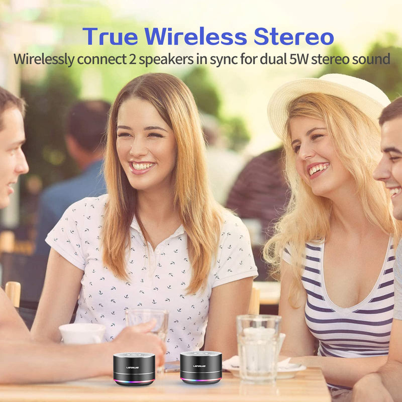 LENRUE Portable Bluetooth Speakers,Wireless Speaker with Clear Sound, Long Playtime, Small Mini Metal Speaker,Christmas Birthday Gifts for Men, Women,Kids(Black) Black