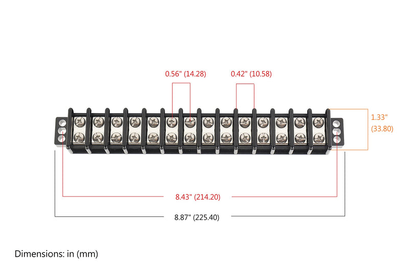 GLOSO TBD Double Row Stainless Terminal Blocks, Marine Grade, 10-22 AWG Cu, 30A/600V- 1 Pack, 14 Poles 14P 30A/600V, M4