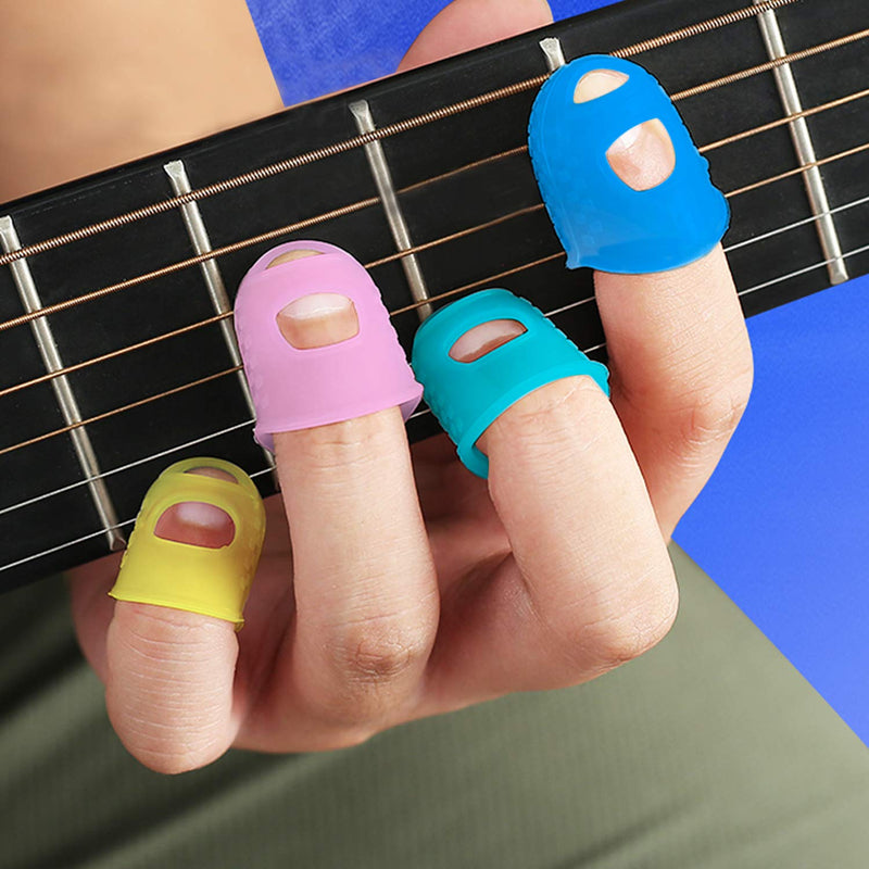 50pcs Guitar Silicone Finger Protection Finger Protector Covers Caps in 5 Sizes