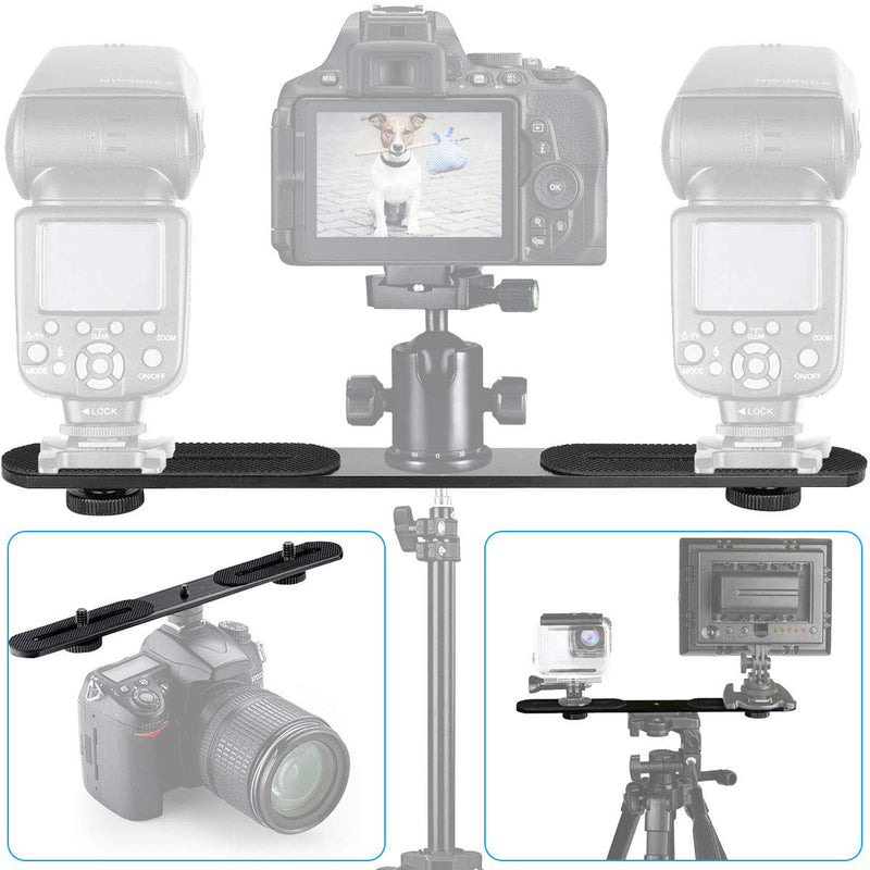EXMAX® Dual Flash Bracket Holder for 1/4" Screw Tripod Light Stand DSLR Camera