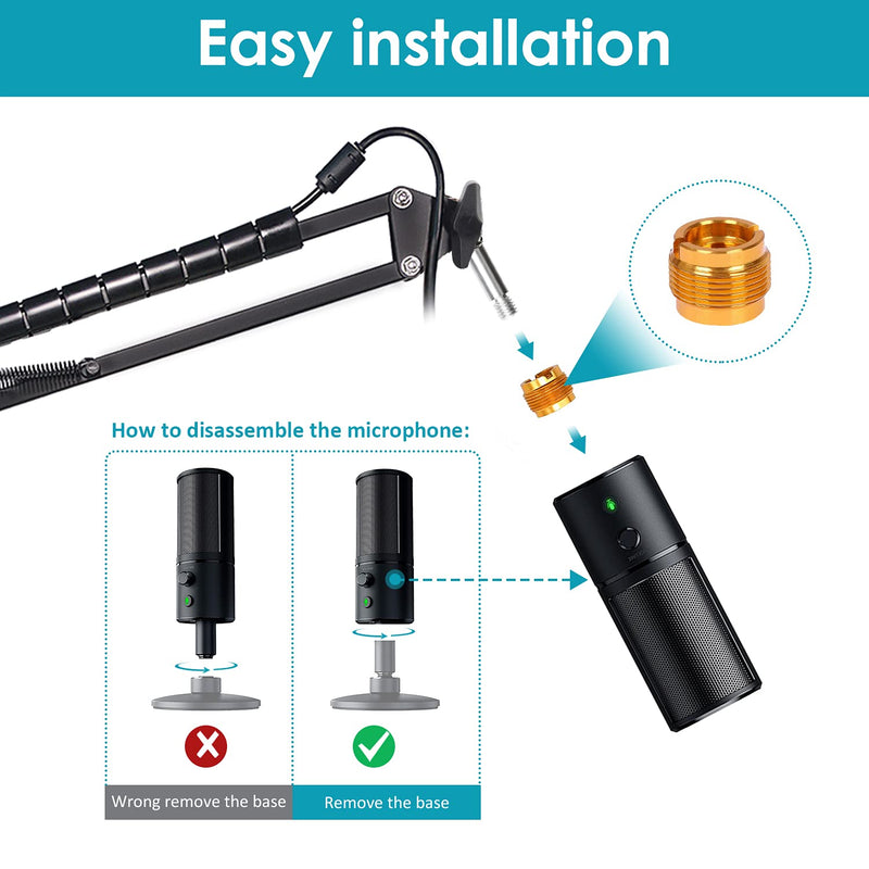 YOUSHARES Razer Seiren X Mic Stand with Foam Mic Cover - Mic Boom Arm Stand with Windscreen Pop Filter Compatible with Razer Seiren X Microphone