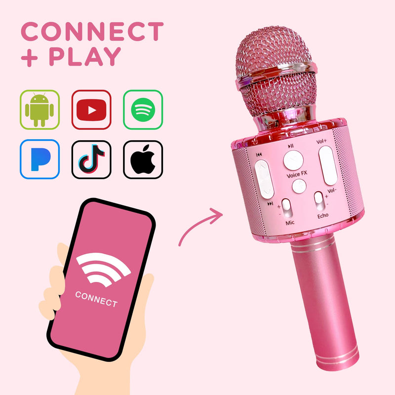 [AUSTRALIA] - Move2Play Kids Karaoke Microphone, Decorate with Jewel Stickers, Gift for Girls, Ages 3, 4, 5, 6, 7, 8 Pink 