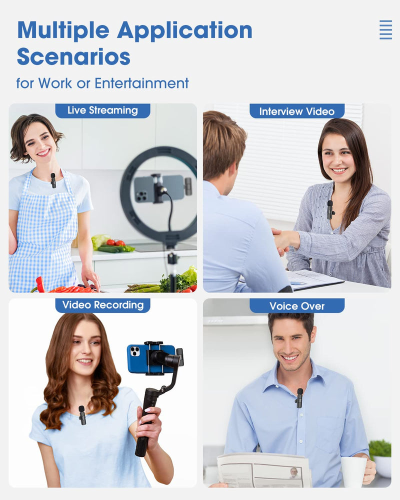 [AUSTRALIA] - Wireless Lavalier Microphone for iPad Mini Clip-on Microphone for iPhone Video Recording Denoise Omni Lav Lapel Mic for Interview/Youtube/Vlog/Live Streaming/Tiktok/Content Creator 