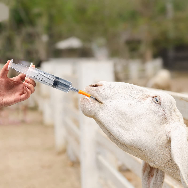 Tondiamo 4 Set Lamb and Goat Kid Feeding Kit 60 Ml Plastic Goat Syringe Feeding Tube Syringes Supplies 12.6 Inch Clear Tube Feeding Replacement Parts for Small and Weak Lamb Feeding