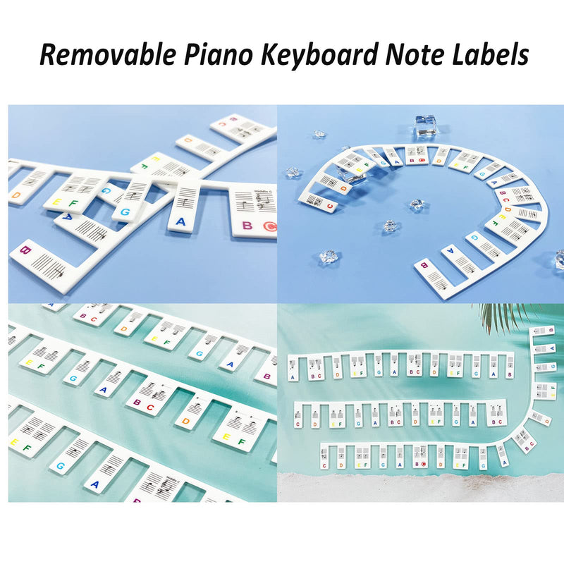 Piano Keyboard Stickers for Beginners, Removable Piano Keyboard Note Labels for Learning, Full Size Keyboard 88 Keys (Colorful) Color model