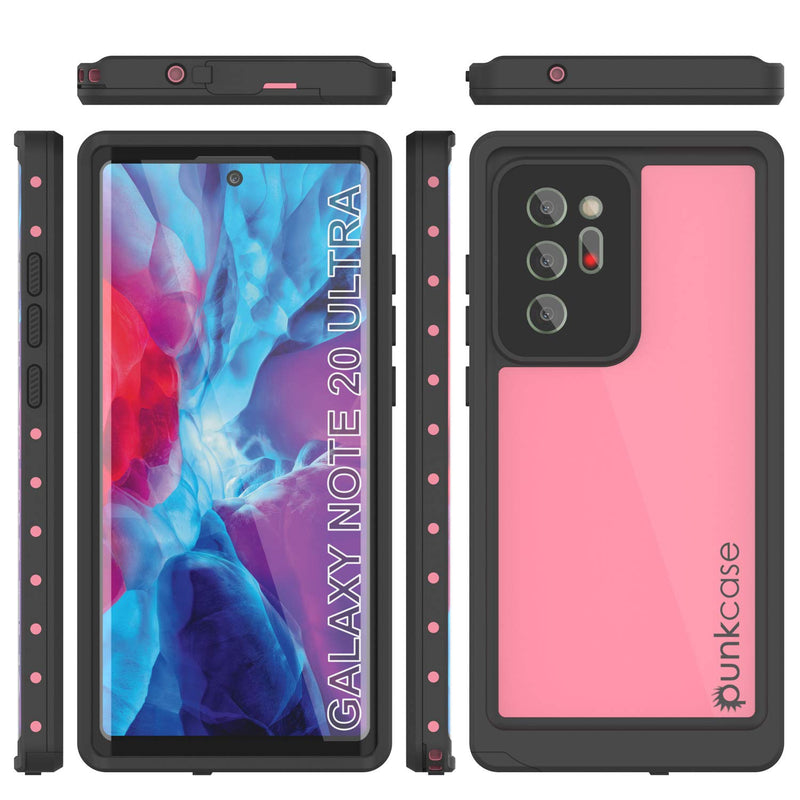 Punkcase Note 20 Ultra Waterproof Case [StudStar Series] [Slim Fit] [IP68 Certified] [Shockproof] [Dirtproof] [Snowproof] Armor Cover for Samsung Galaxy Note20 Ultra (6.9") (2020) [Pink] Pink