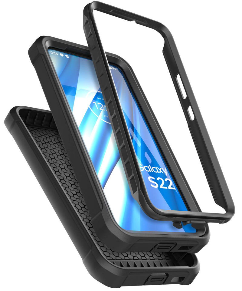 2-in-1 Encased Belt Pouch with Case for Galaxy S22 (Mil-Spec) Dual Layer Impact Cover with Ballistic Nylon Phone Holster Clip (Samsung S22 6.1" 5G)