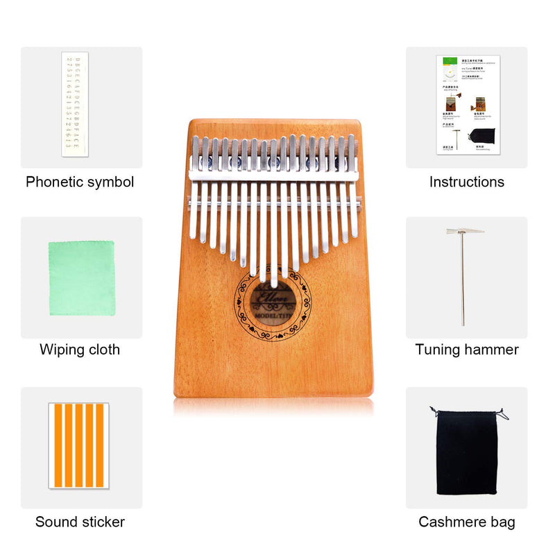 Kalimba 17 Key Thumb Piano, Finger Piano/Mbira 17 Tone Musical Toys with Tune-Hammer and Study Guide, Christmas Day Birthday Gifts Idea for Boyfriend, Girlfriend, Child