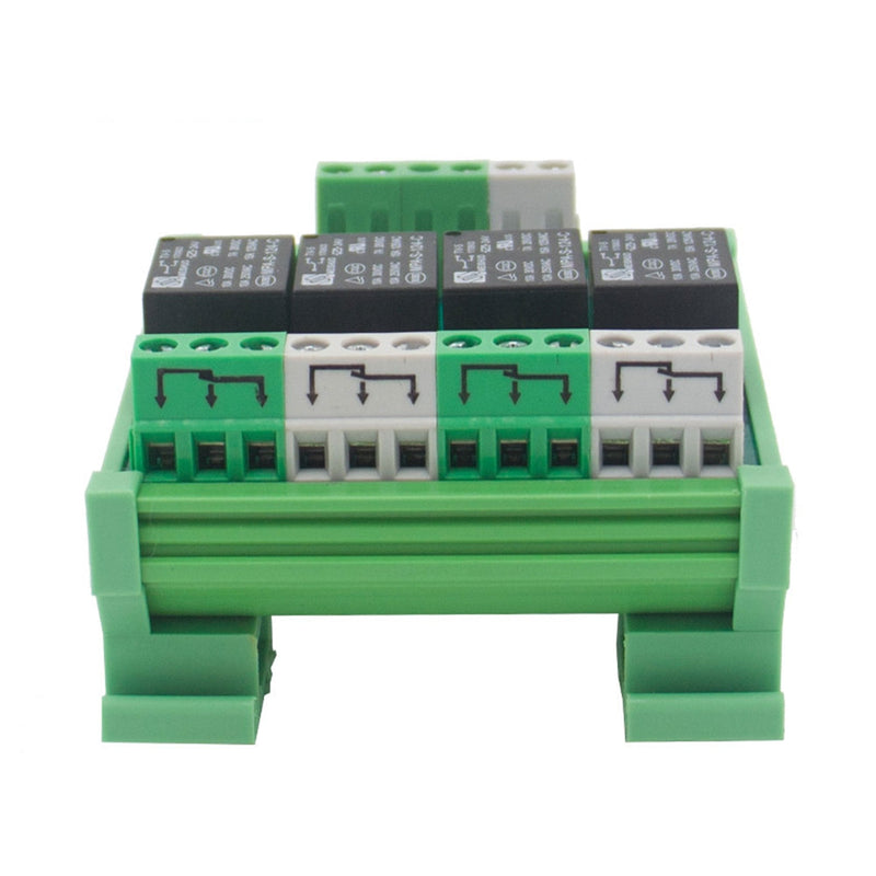 GAEYAELE 4 Channel 1 SPDT DIN Rail Mount 12V 24V DC/AC Interface Relay Module (FY-T734-24VACDC) FY-T734-24VACDC