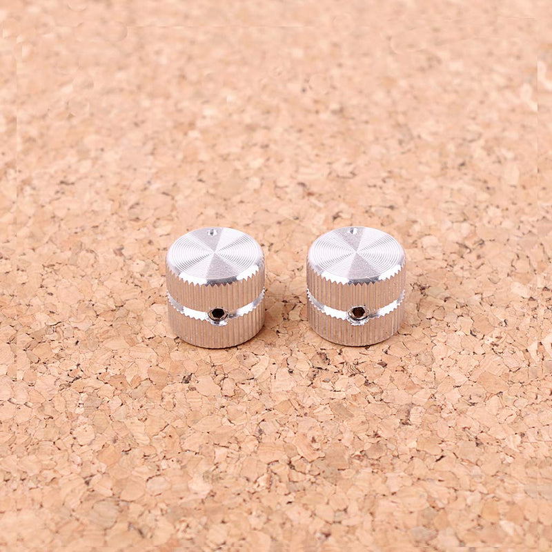 Alnicov 2Pcs Guitar Metal Flat Top Control Knobs,Tone Volume Control Knobs 6mm Diameter Shaft Dome Style For Electric Guitars Bass Silver