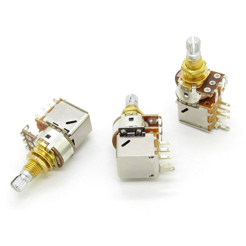 [ Gold ] Guitar Bass Push Pull Potentionmeter, B500K with Control Pot Potentiometer, Volume Tone Shaft Switch Pots (Pack of 3)