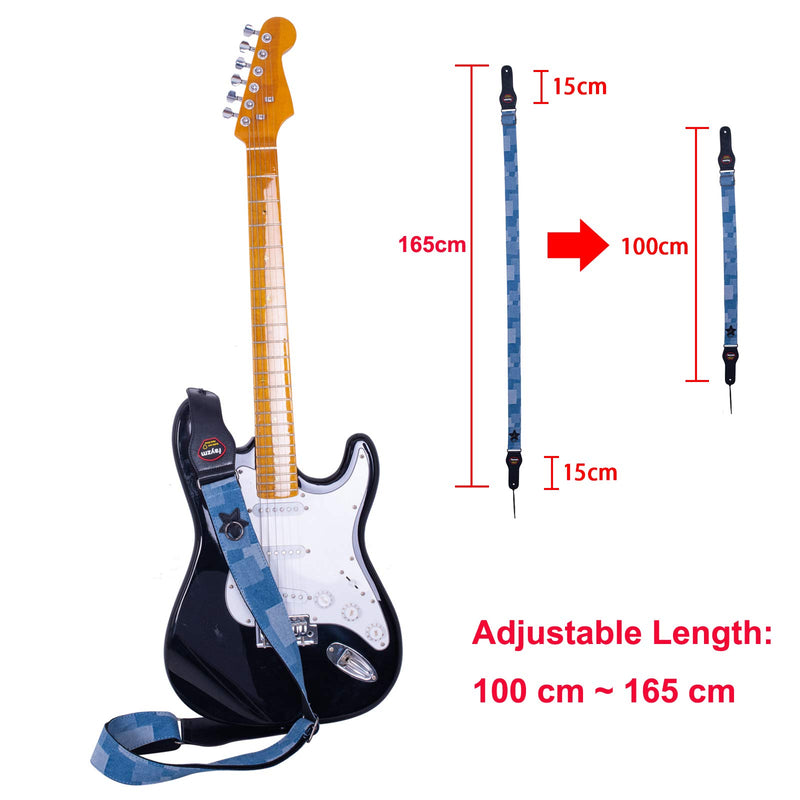 Rayzm Guitar Strap, Denim Adjustable Strap for Acoustic/Electric/Bass Guitar with Strap Locks,5cm Wide