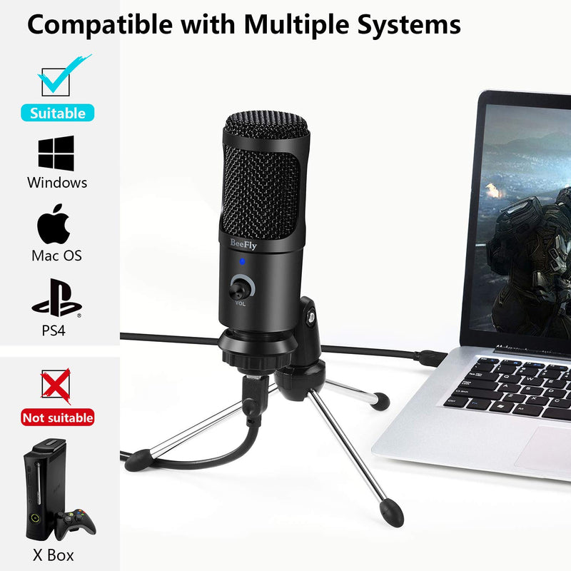 USB Microphone, Metal Condenser Recording PC Microphone for Windows and Mac, Professional Studio Desktop Microphone for Podcast, Gaming, Youtube Videos, Voice Overs and Streaming