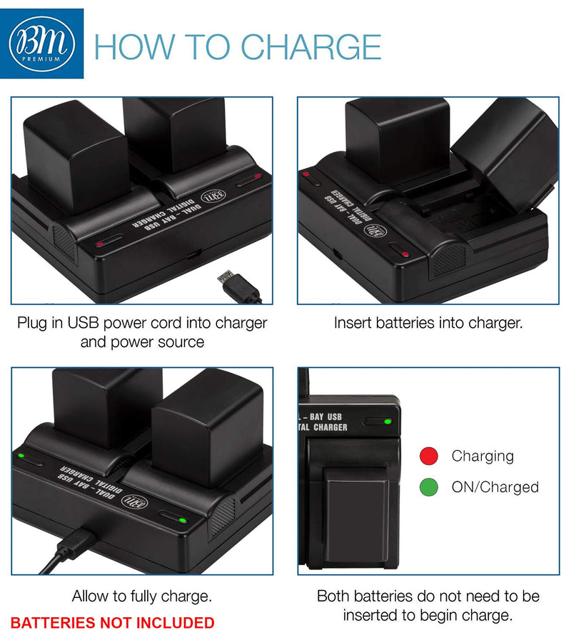 BM BP809 BP819 BP820 BP827 BP828 Dual Bay Battery Charger for Canon Vixia HF G50 HF G60 XA40 XA45 XA50 XA55 GX10 HFG20 HF G21 HFG30 HFG40 HFM41 HFM400 HG20 HG21 XA10 XA11 XA15 XA20 XA25 XF400 XF405