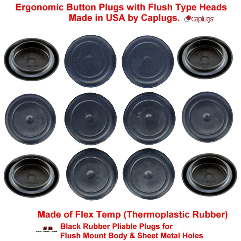 3/4" 0.75 inch Black Rubber Plugs for Flush Mount Body and Sheet Metal Holes Qty 10