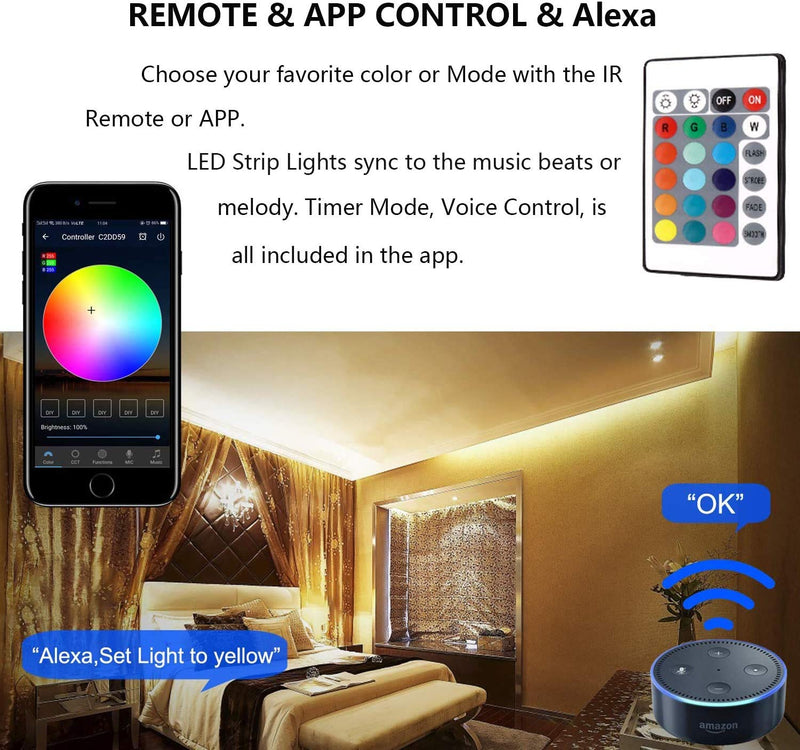 [AUSTRALIA] - Miheal Led Light Strip,WiFi Wireless Smart Phone Controlled Strip Light Kit 32.8ft 300leds 5050 Waterproof IP65 LED Lights ,Compatible with Android and iOS System,Alexa 5050 32.8ft 300leds Wifi Waterproof Kit 