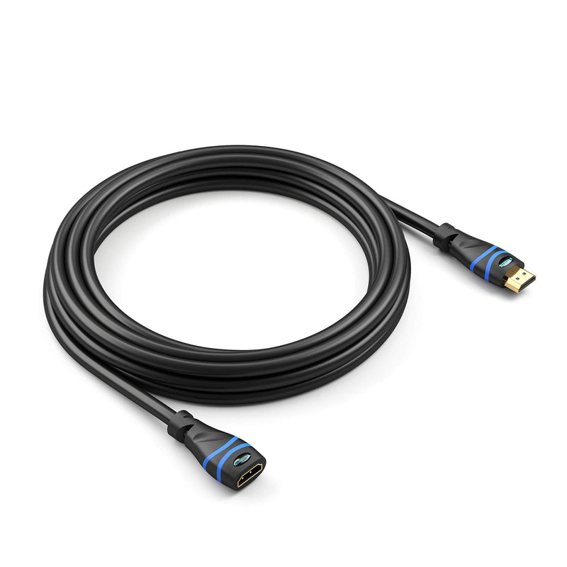 BlueRigger 4K HDMI Extension Cable (15FT, Male to Female Extender, Black, 4K 60Hz, High Speed) 15FT