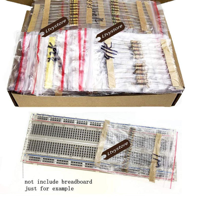 Ltvystore 1000PCS 100 Values 1 ohm -10M ohm 1/2W Metal Carbon Film Resistors Assortment Kit Assorted Set