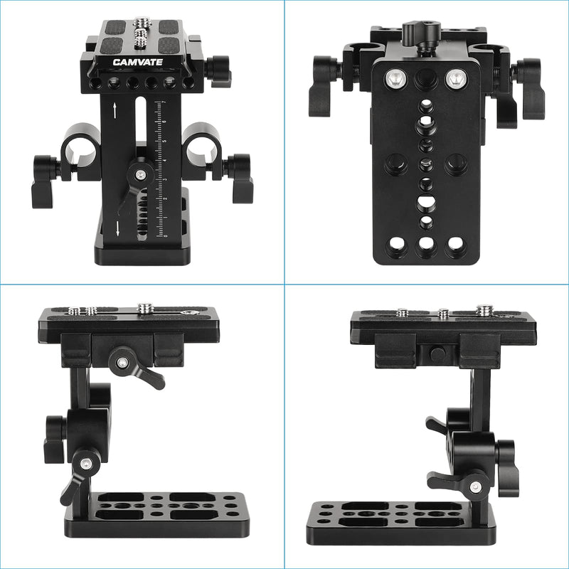 [AUSTRALIA] - CAMVATE Quick Release Plate with Up-and-Down Adjustable 15mm Rail Block for Shoulder Mount Rig - 2649 