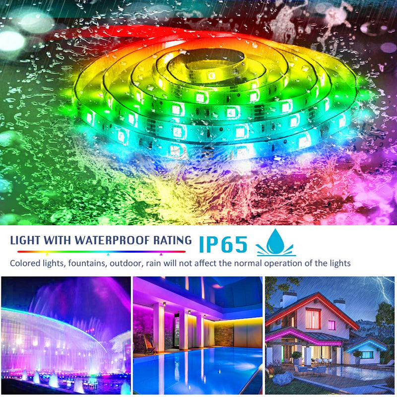 [AUSTRALIA] - Bluetooth LED Strip Lights 32.8ft APP Control, Waterproof Flexible RGB Neon Room Lights Color Changing Rope Lights 300LEDs 5050 LED Music Sync Tape Lights with Remote for Bedroom Gaming Mood Lighting 32.8ft Bluetooth Music 