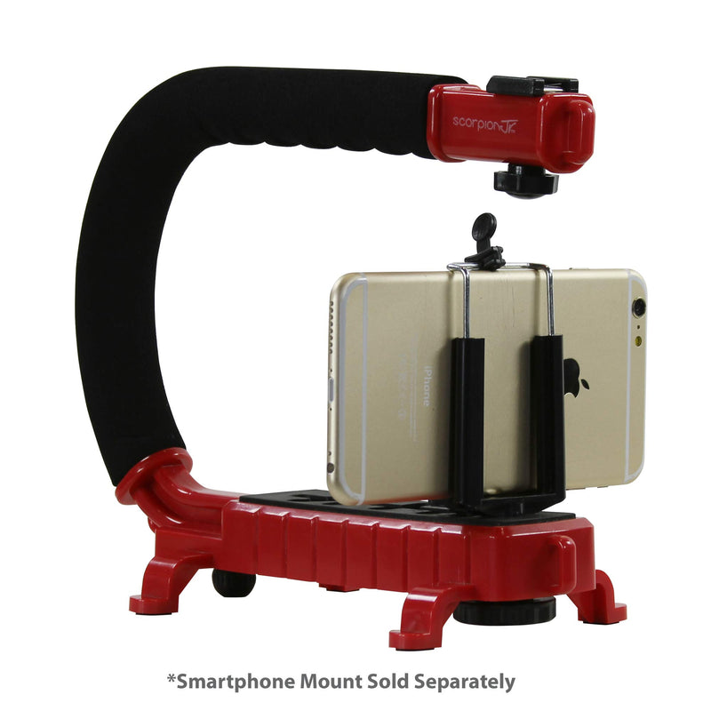 [AUSTRALIA] - Cam Caddie Scorpion Jr Lite Camera Stabilizer - Stabilizing Steadicam Handle with Cold Shoe Mount for Camcorders and Smartphones - Red 