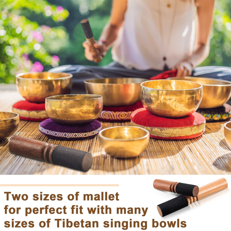 2 Pieces Tibetan Singing Bowl Mallet Hard Wooden Striker Leather Wrapped Meditation Mallet Sound Bowl Stick Buddha Musical Instruments for Buddhist Meditation Yoga Chime Relaxation