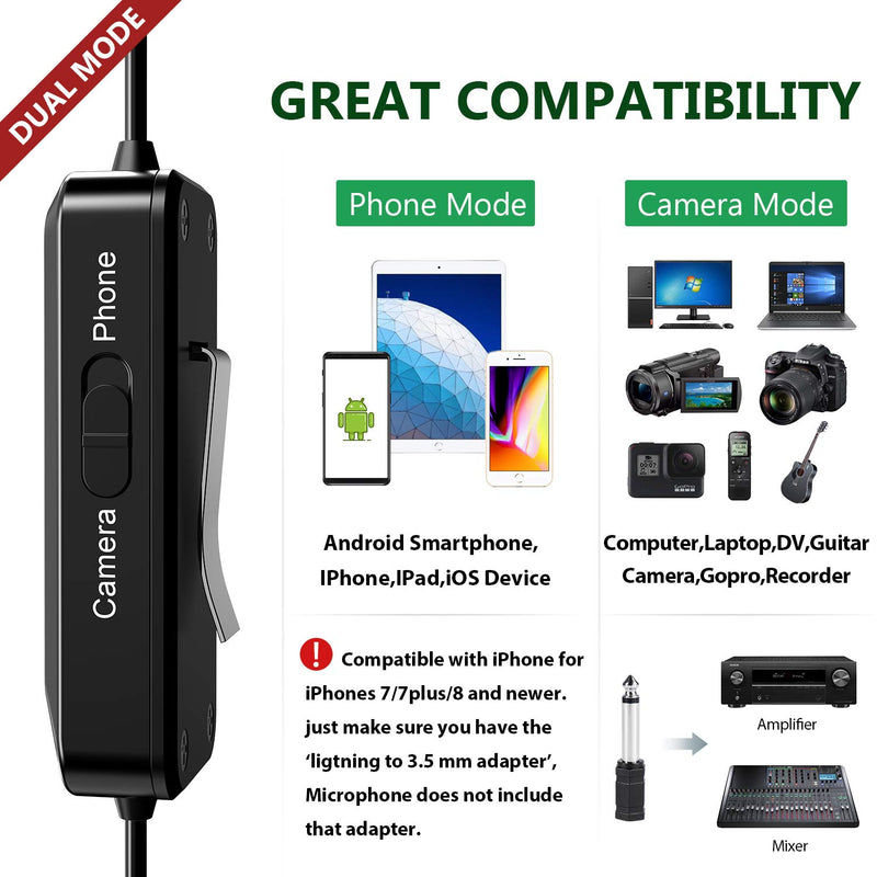 [AUSTRALIA] - Professional Lavalier Lapel Microphone with Noise Cancelling for Interviews, Recording, Meetings, YouTube, Live Streaming, Omnidirectional Condenser Clip on Lapel Mic for Smartphones, Camera, PC 