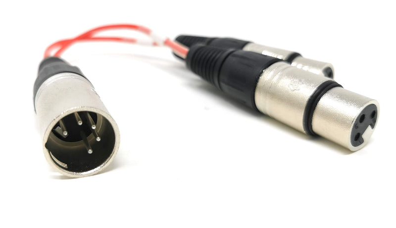 MainCore 10cm Male DMX 5 Pin Plug to Twin 2 x XLR 3 Pin Female Sockets Splitter Adapter Cable Lead for Sound & Lighting