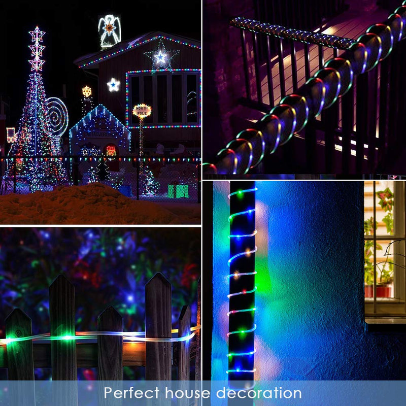 [AUSTRALIA] - 66Ft Rope LED Lights Decoration Garden, E-thinker 200 LEDs Multicolour String Rope Lights with Remote, Timing Function, Waterproof Flexible Rope LEDs Light for Outdoor, Party, Backyard, Landscape Multiple Colour 