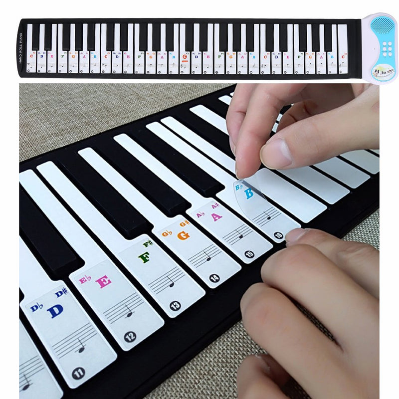 VGEBY 61/88 Keys Piano Stickers, Transparent Removable Keyboard Double Layer Coating for Kids and Beginners Colored