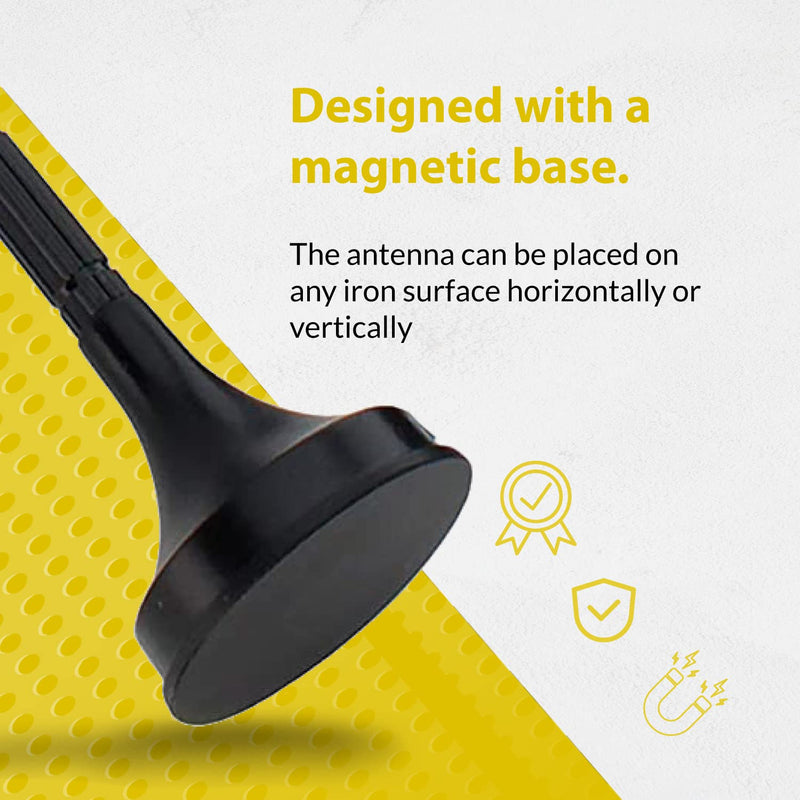 Shopcorp 433 MHz Unity Gain Omni, 6 Inches Antenna with Magnetic Base and Male SMA Connector Antenna Kit – Impedance 50 Ohms Garage Gate Door Opener Antenna