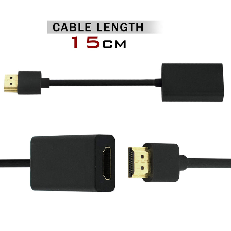 SaiTech IT 2 Pack HDMI Male to Female Swivel Adapter HDMI Extension Gold Plated Converter for Google Chrome Cast –(15cm- 6 Inch) Black