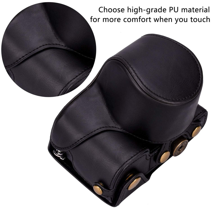 [AUSTRALIA] - XEVN for Sony a6300 case,for Sony a6000 case,Premium PU Full Body Leather Camera Case Bag for Sony Alpha a6300 a6000 a6100 a6400 Fit 16-50mm Lens with Camera Shoulder Strap(Black) black 
