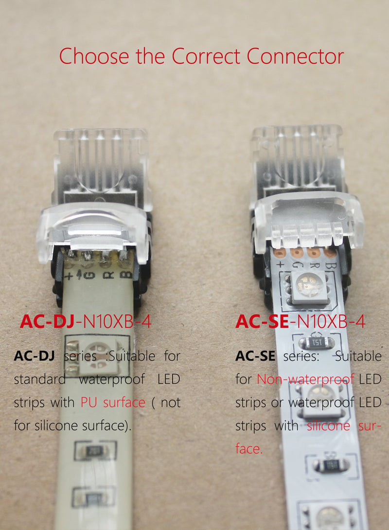 [AUSTRALIA] - Alightings LED Connector 4 Pin for 5050 RGB Waterproof LED Strip Lights- Strip to Wire Quick Connection, 20 - 18 AWG Wire No Stripping (Pack of 20) For Ip65 5050 Rgb Led Strip 
