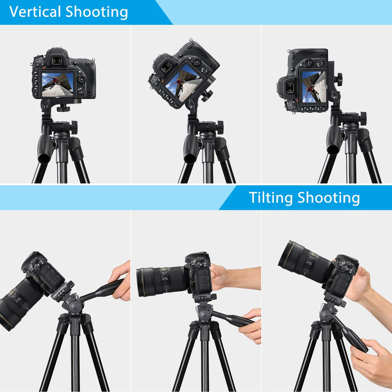 Phone Tripod, 50'' Phone Tripod with Phone Camera Tablet Holder and Remote Shutter, Aluminum Tripod Stand for Universal Smartphone ipad iPhone DSLR