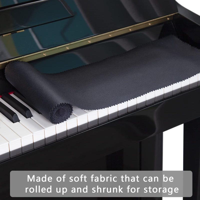 Mooson Piano Keyboard Anti-Dust Cover High Technology Fabric Key Cover Cloth Fit For Upright Piano, Electric Piano & Grand piano (Dark blue) (Black) Black