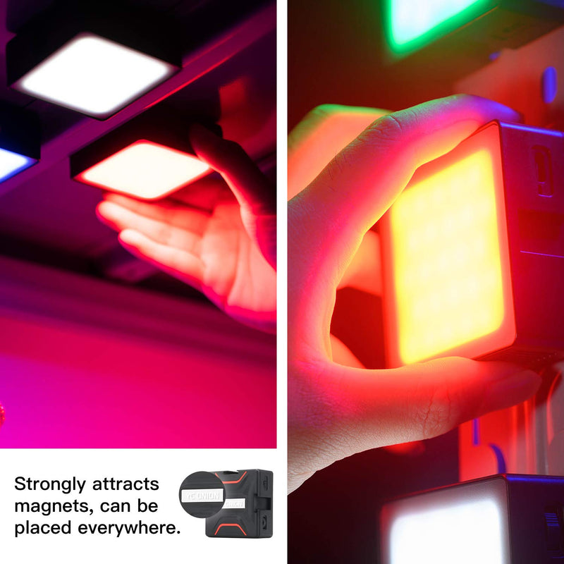 YC Onion Brownie RGB Full-Color Led Camera Video Light with 3 Cold Shoe Mounts, High-Brightness Lamp Beads, 360° Full-Color Led Video Light, Suitable for Nikon Sony Canon DSLR Cameras (RGB, Black)